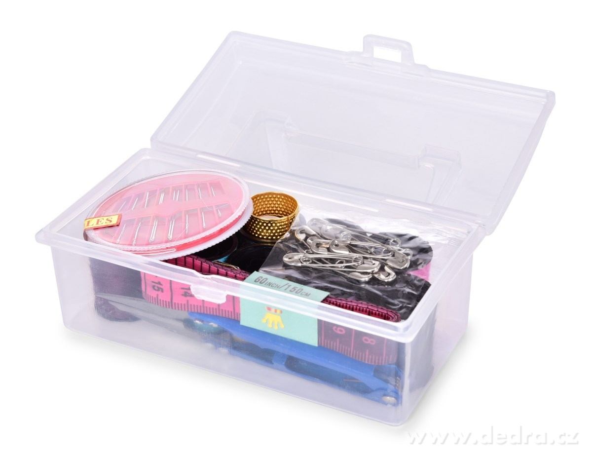 ŠVADLENKA, kompaktní šicí box se 40 šicími potřebami, plastové pouzdro s uchem, 12 cm | Na íicí potřeby | Grand Móda