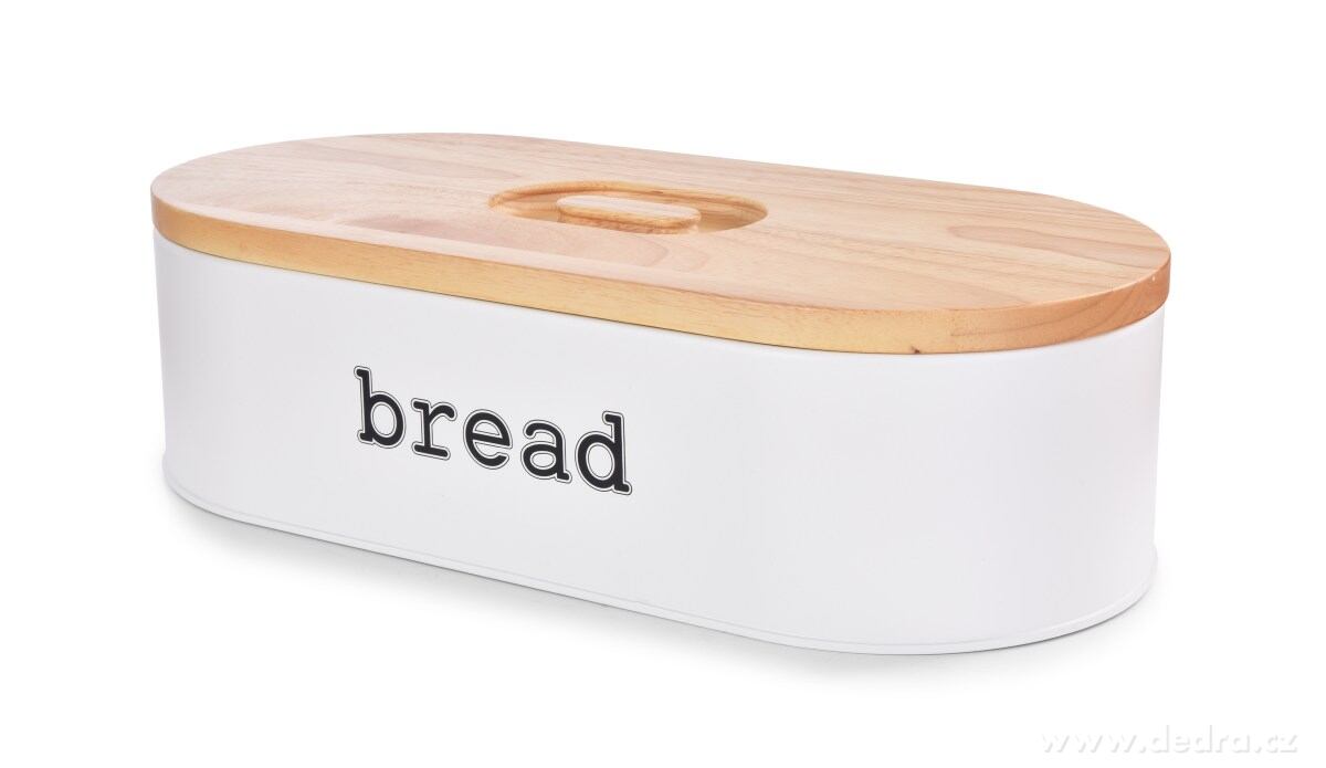 Chlebník BREAD, kovový s krájecím víkem z masivního dřeva