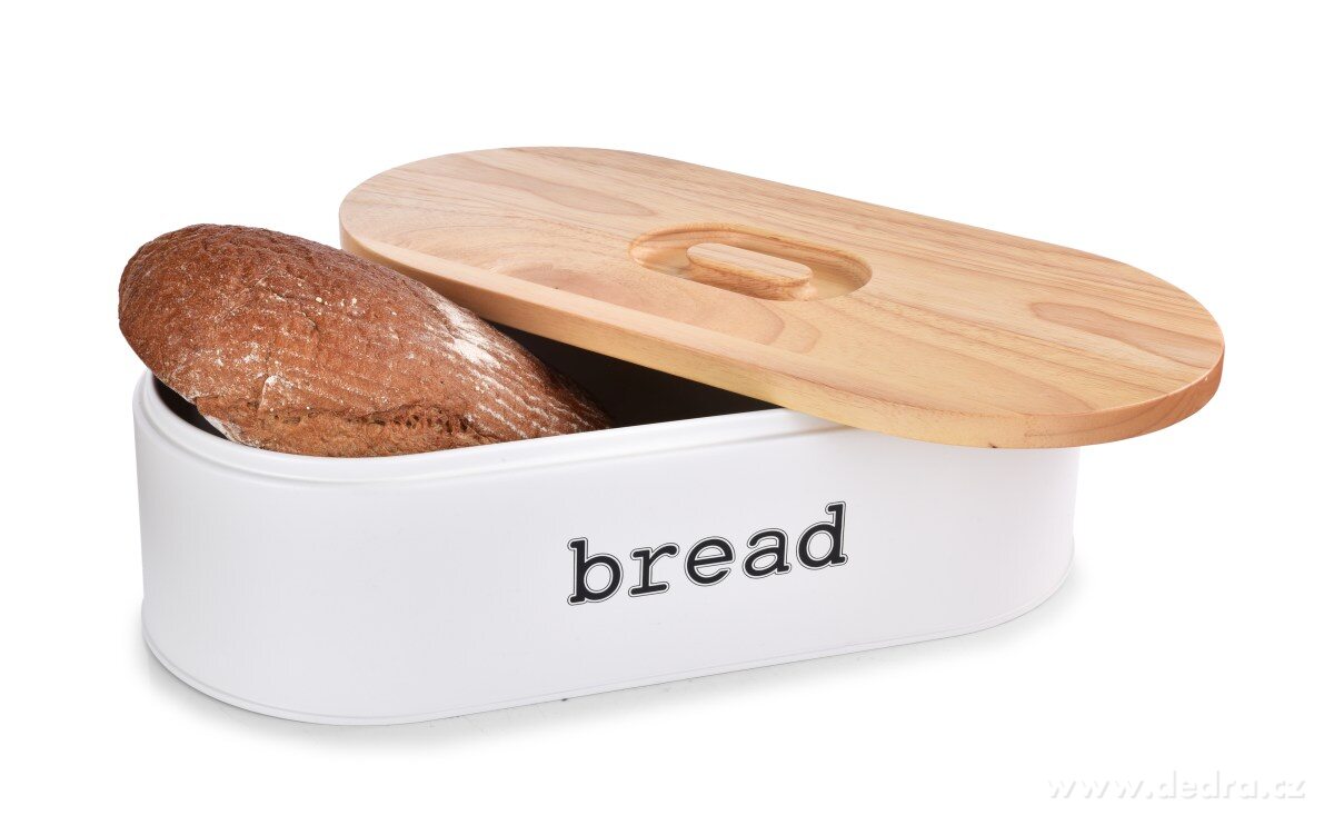 Chlebník BREAD, kovový s krájecím víkem z masivního dřeva – náhled 5 | Grand Móda