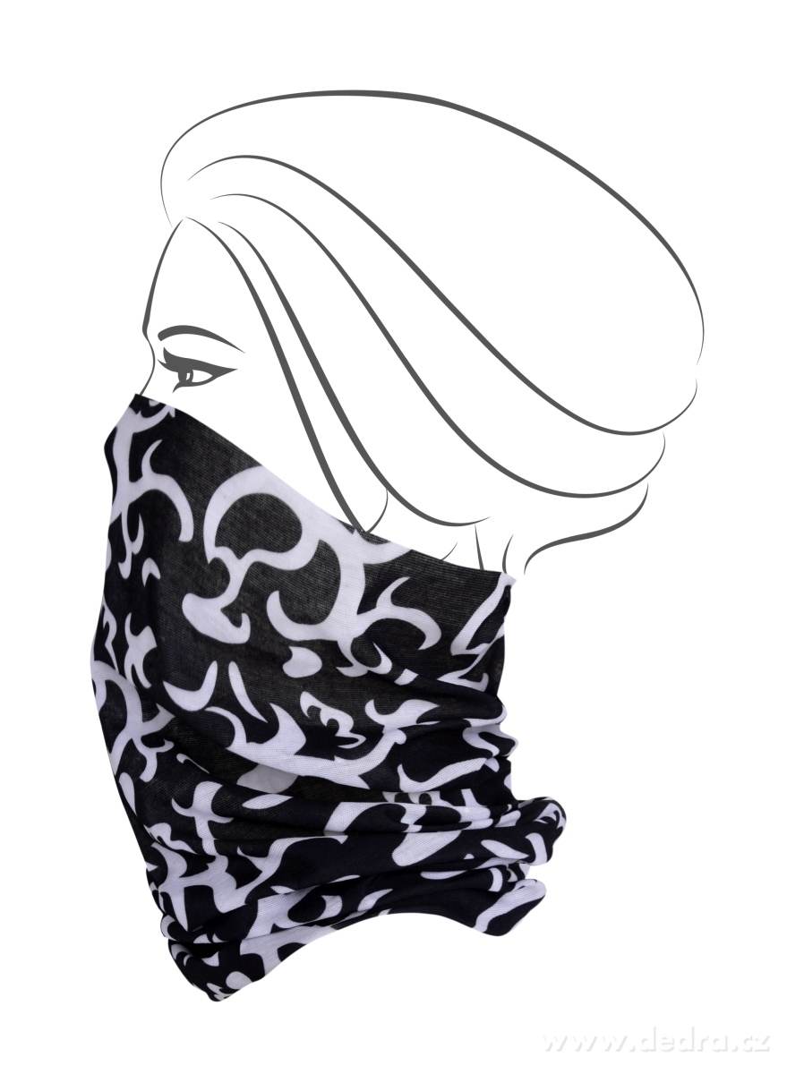 Multifunkční šátek, černý s ornamenty | Multifunkční íátky a rouíky ­čŤí´ŞĆ | Grand Móda