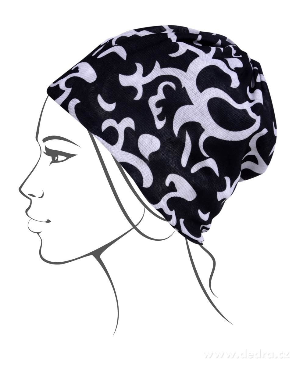 Multifunkční šátek, černý s ornamenty – náhled 3 | Grand Móda