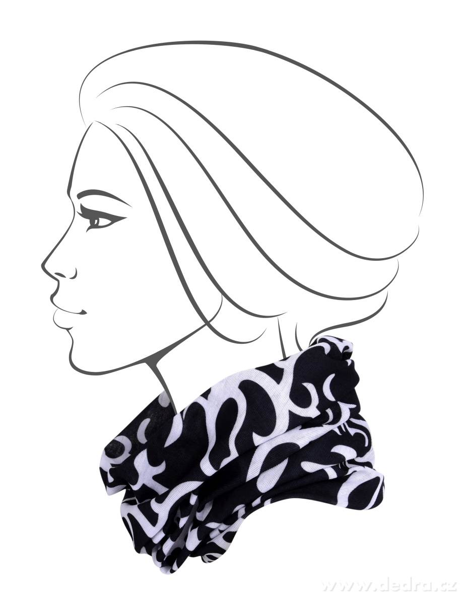 Multifunkční šátek, černý s ornamenty – náhled 4 | Grand Móda