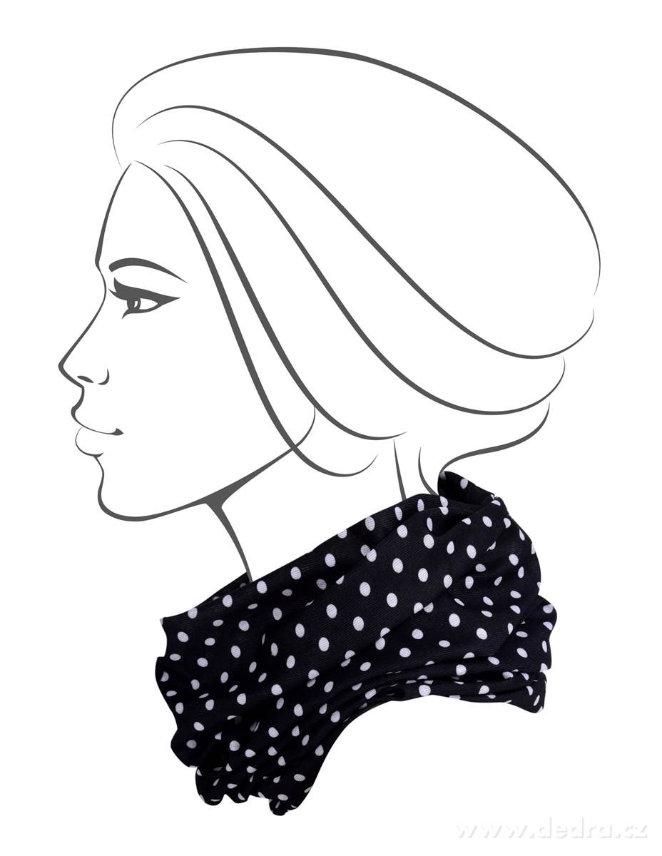 Multifunkční šátek, černý s bílým puntíkem – náhled 3 | Grand Móda