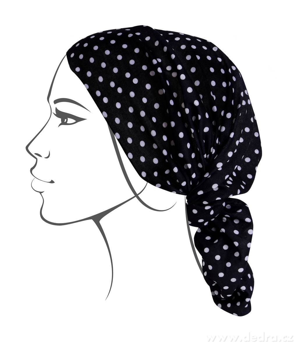 Multifunkční šátek, černý s bílým puntíkem – náhled 4 | Grand Móda