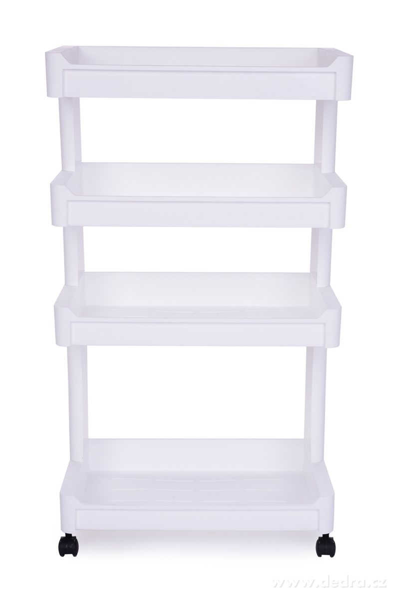Pojízdný regál ROBUSTON OPEN WHITE, široké police, 4 patrový | Vychytávky pro skladování | Grand Móda