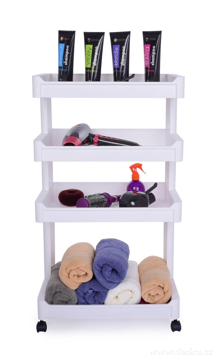 Pojízdný regál ROBUSTON OPEN WHITE, široké police, 4 patrový – náhled 2 | Grand Móda