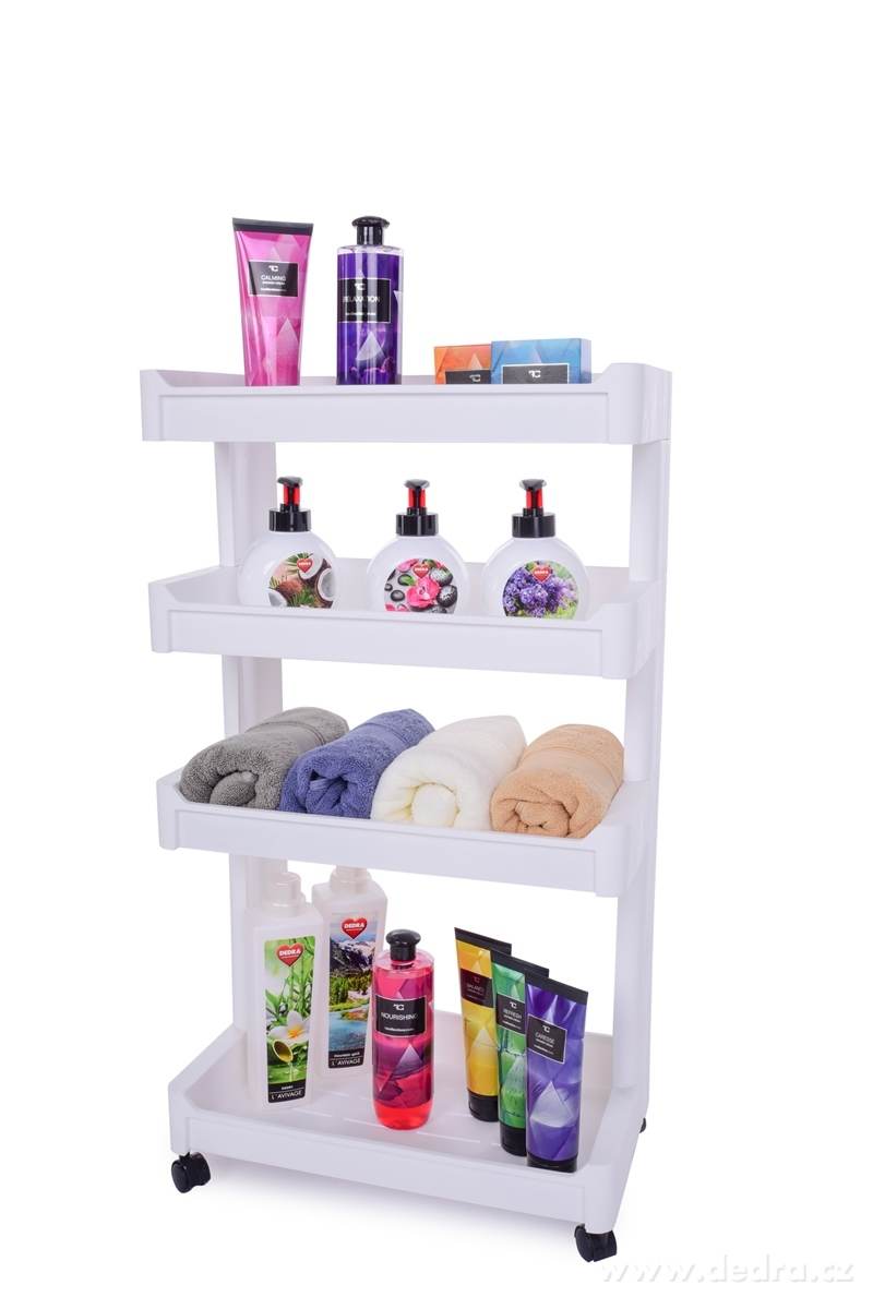 Pojízdný regál ROBUSTON OPEN WHITE, široké police, 4 patrový – náhled 4 | Grand Móda