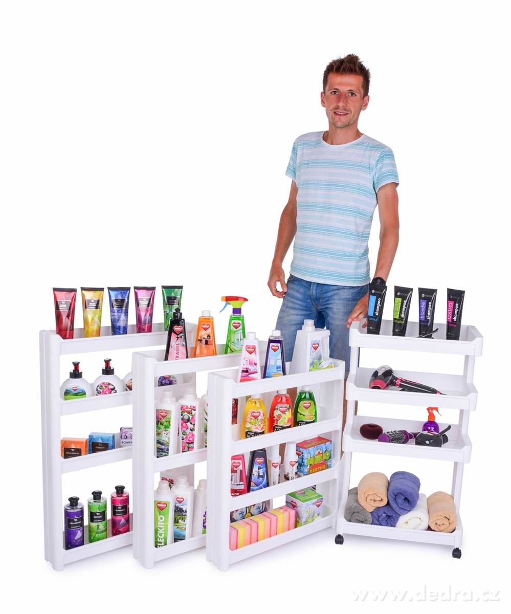 Pojízdný regál ROBUSTON OPEN WHITE, široké police, 4 patrový – náhled 5 | Grand Móda