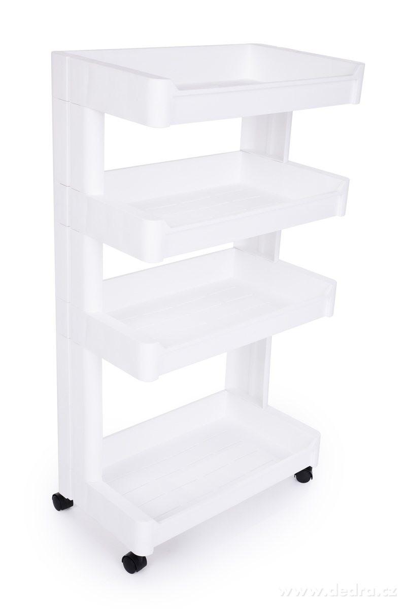Pojízdný regál ROBUSTON OPEN WHITE, široké police, 4 patrový – náhled 6 | Grand Móda
