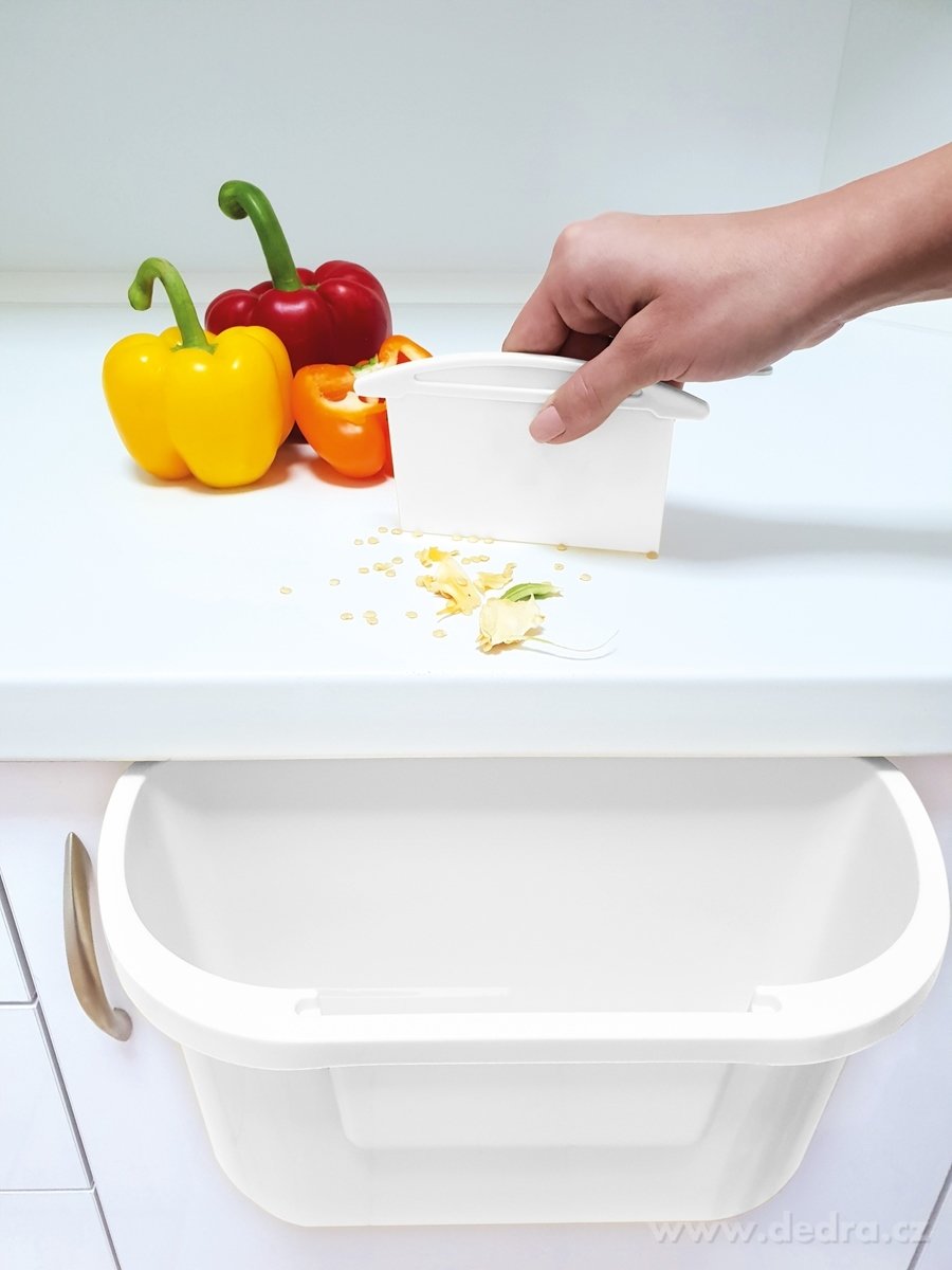 GENIUS, 3, 6 L, kuchyňský zbytkovník se stěrkou, závěsný koš na dvířka linky – náhled 4 | Grand Móda