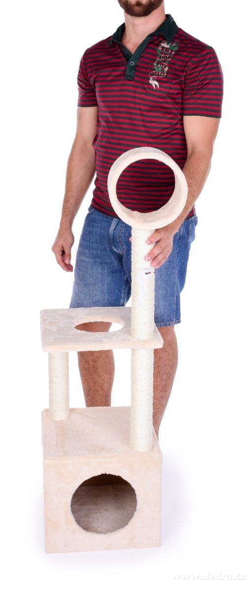 CAT XL, škrabadlo pro kočky 122 cm, prolézačka, odpočívadlo & herní strom, krémové – náhled 5 | Grand Móda