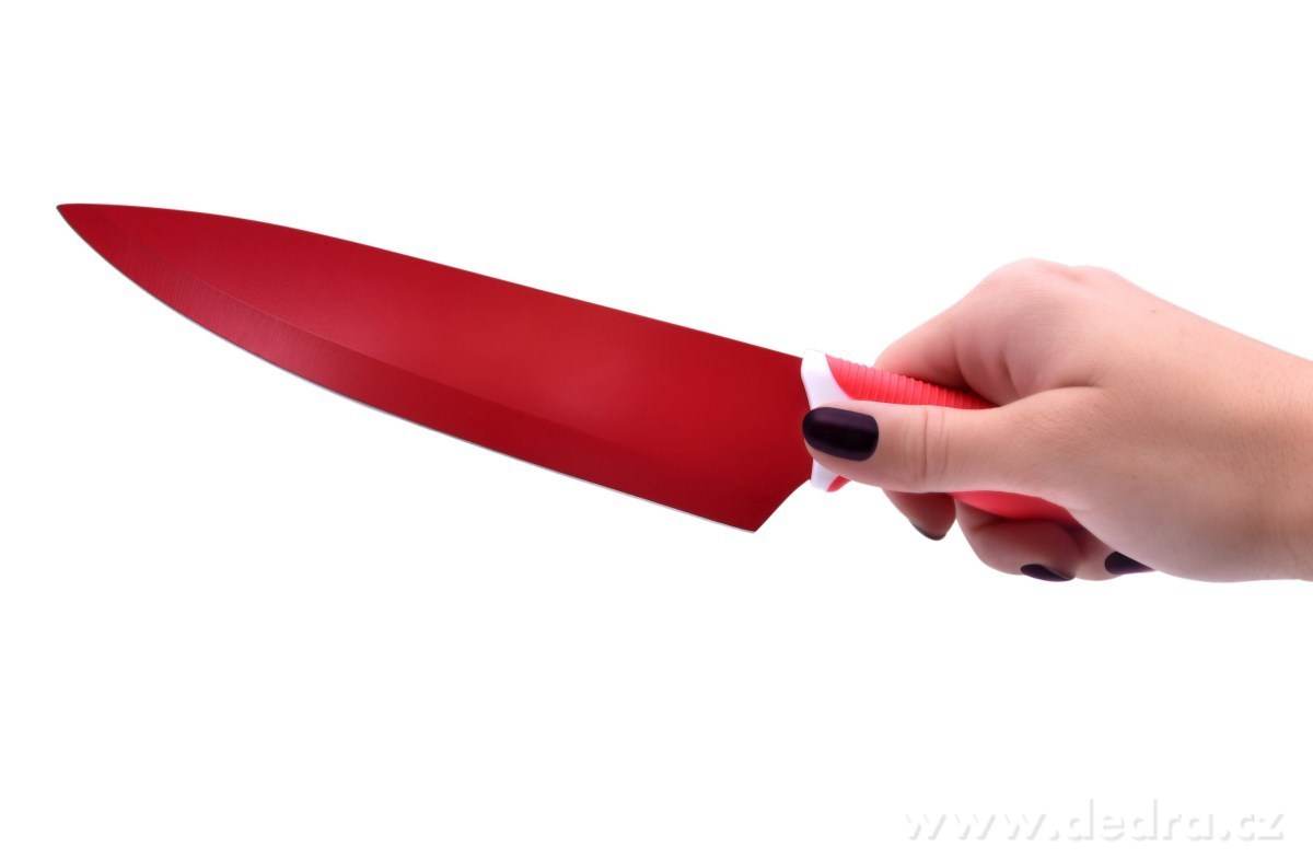 6 KS SADA BAREVNÝCH NOŽŮ A ŠKRABKY, z nerezové oceli – náhled 4 | Grand Móda