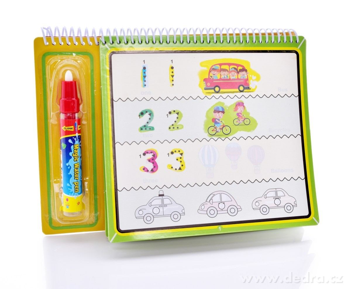 KREATIVO AQUA, kouzelná vodní kreslící knížka ČÍSLA, 5 obrázků + 2 vodní tužky | Tvořivé hraní ­čîł | Grand Móda