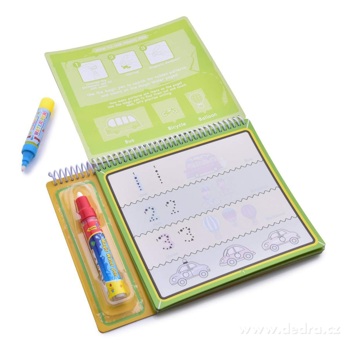 KREATIVO AQUA, kouzelná vodní kreslící knížka ČÍSLA, 5 obrázků + 2 vodní tužky – náhled 2 | Grand Móda