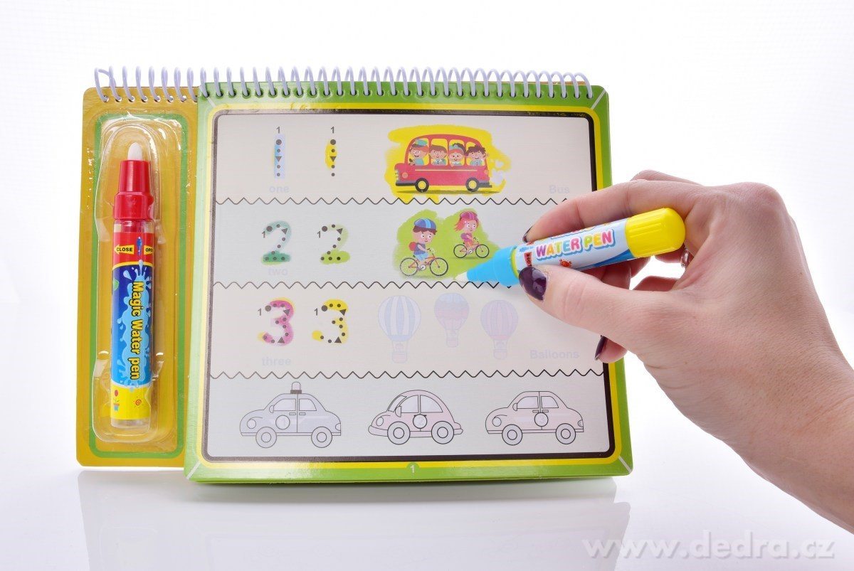 KREATIVO AQUA, kouzelná vodní kreslící knížka ČÍSLA, 5 obrázků + 2 vodní tužky – náhled 3 | Grand Móda