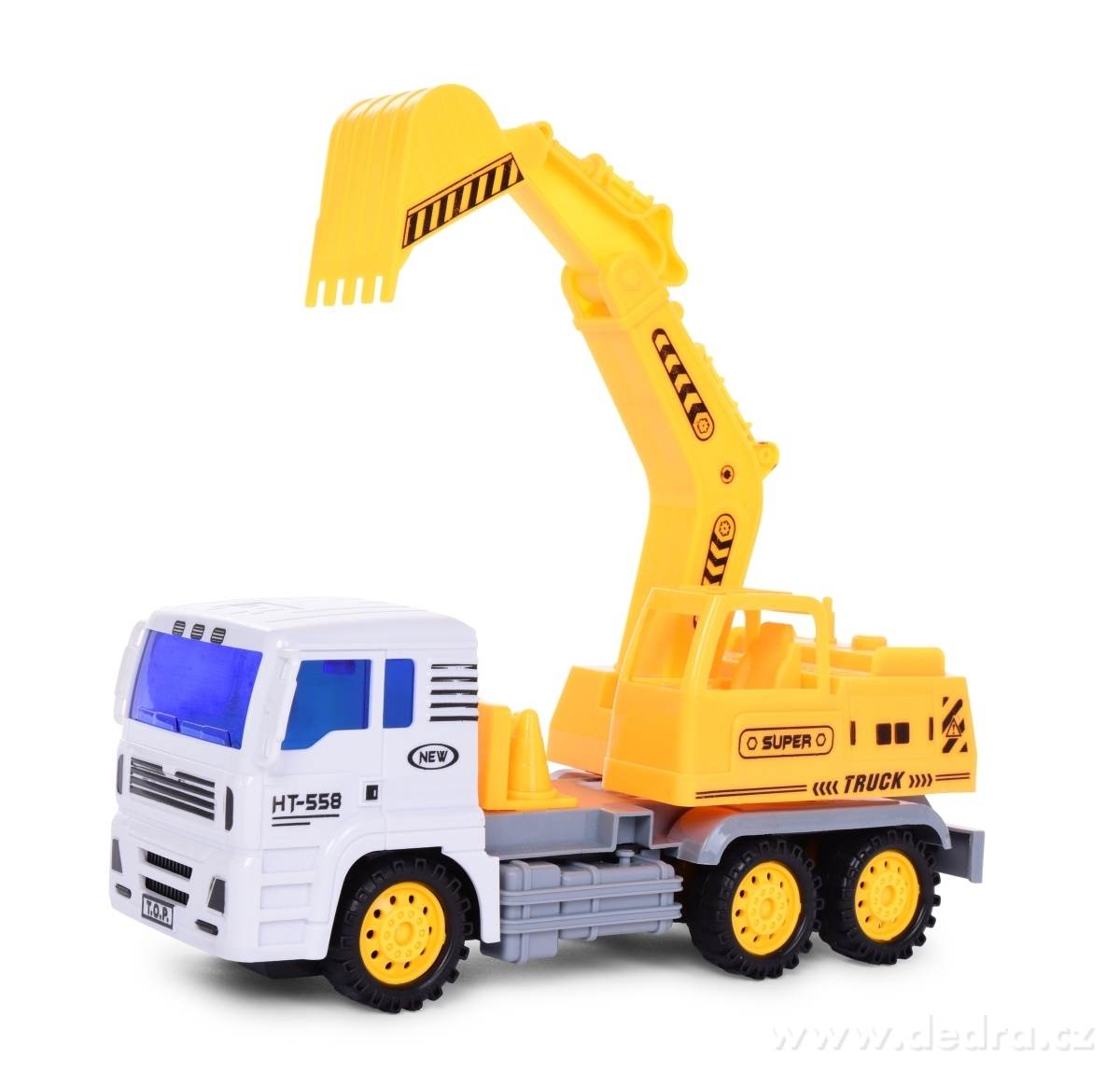 STAVEBNÍ NÁKLADNÍ AUTO, s otočným bagrem
