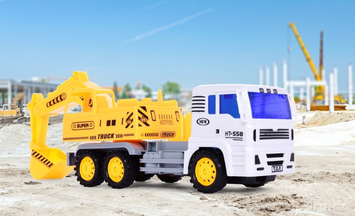 STAVEBNÍ NÁKLADNÍ AUTO, s otočným bagrem – náhled 3 | Grand Móda