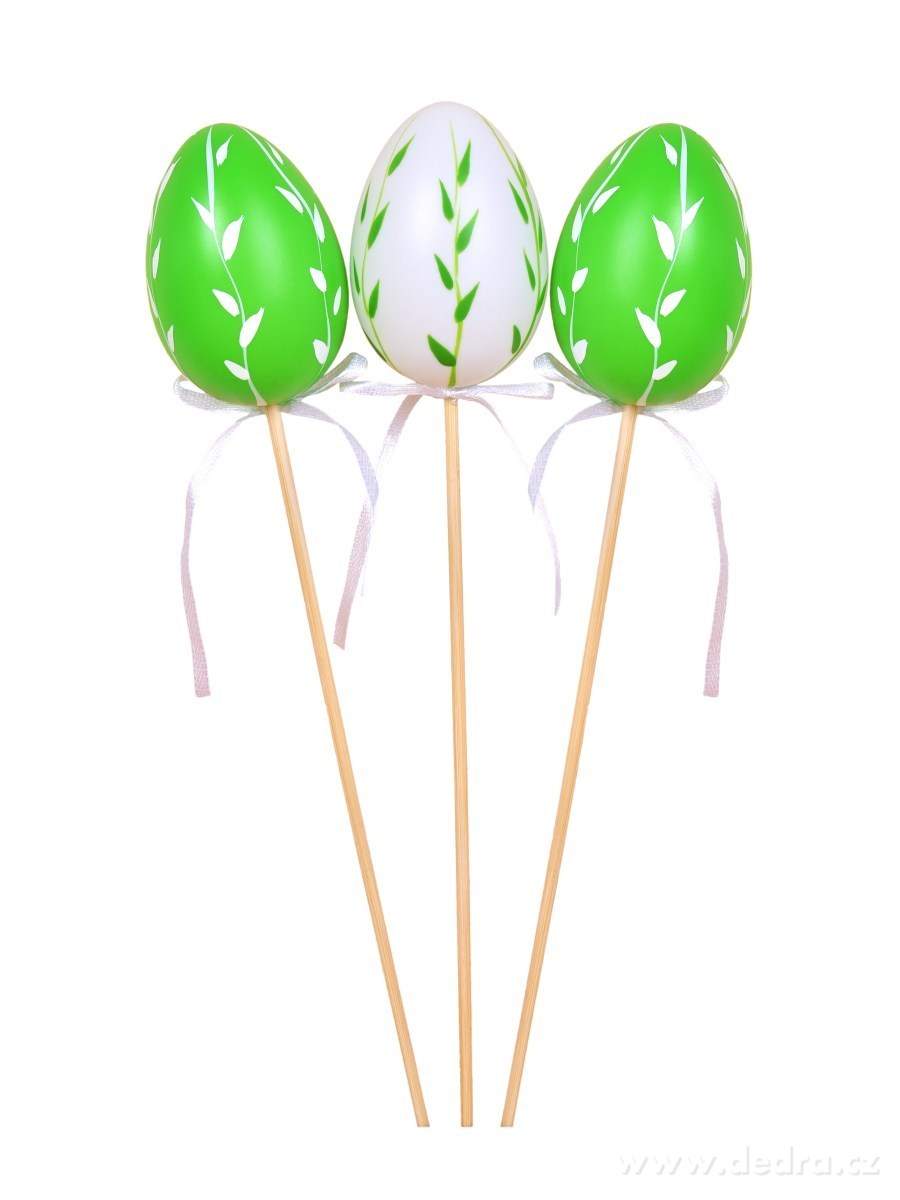 3 ks malovaná plastová vajíčka/kraslice na špejli, zápich | Jaro ­čîĚ | Grand Móda