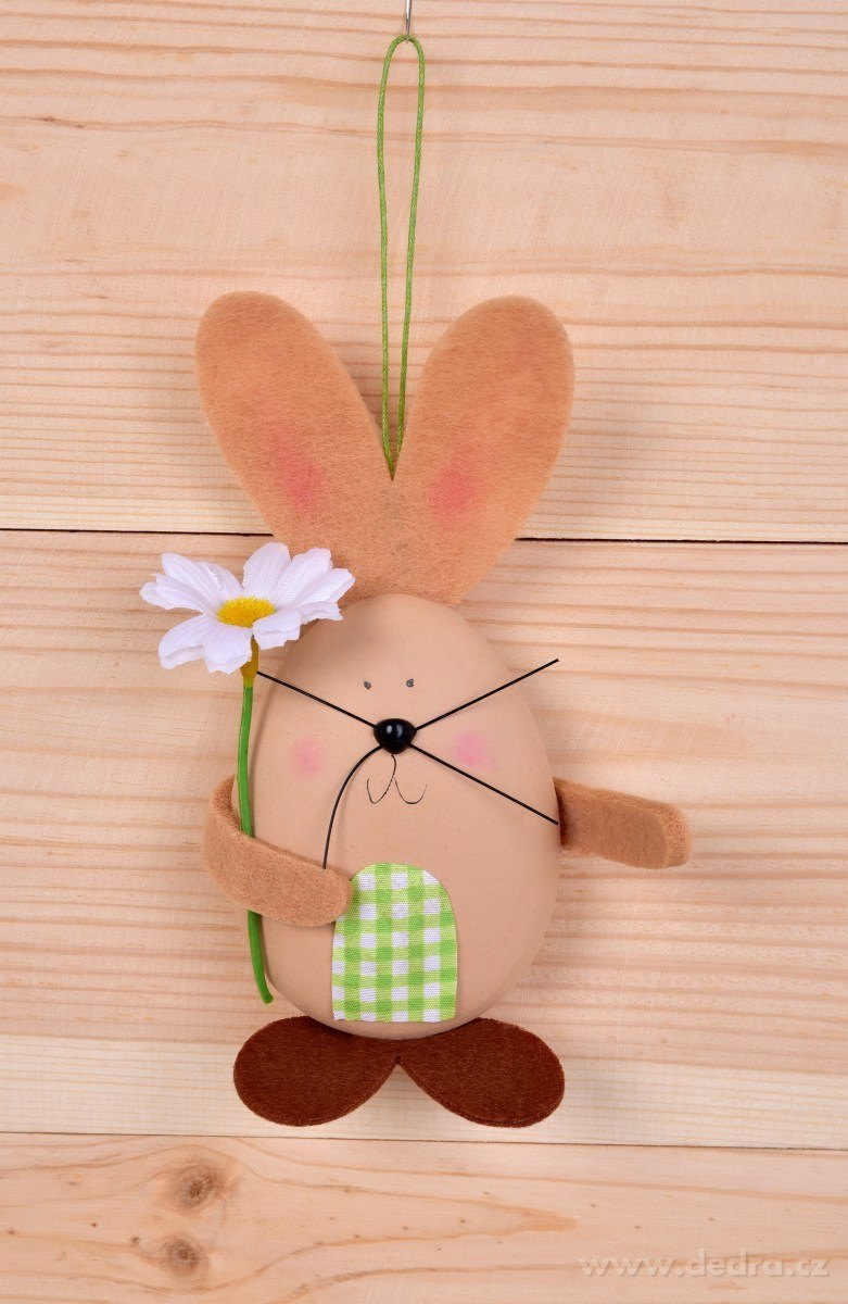 15 cm zajíček - vajíčko, velikonoční závěsná dekorace, s propracovanými detaily – náhled 2 | Grand Móda