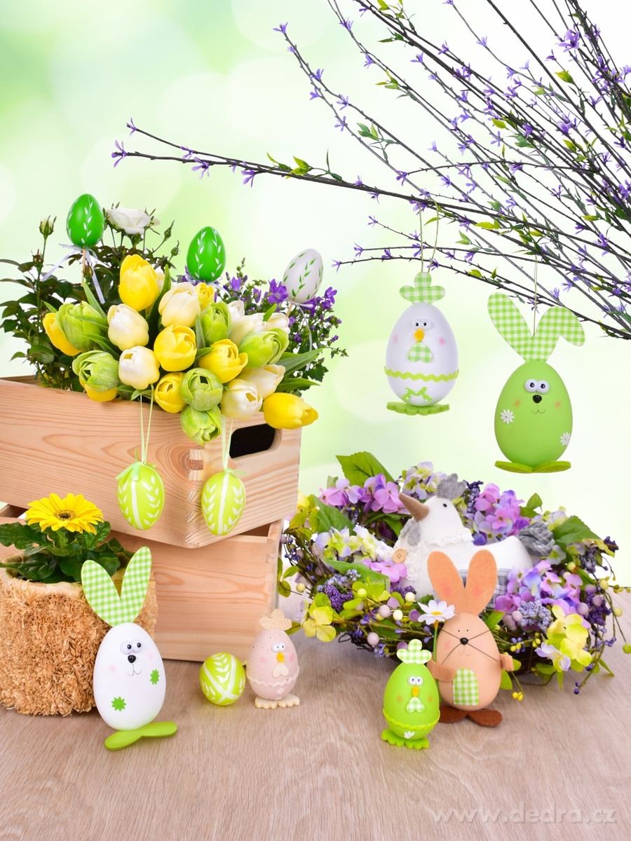 15 cm zajíček - vajíčko, velikonoční závěsná dekorace, s propracovanými detaily – náhled 5 | Grand Móda