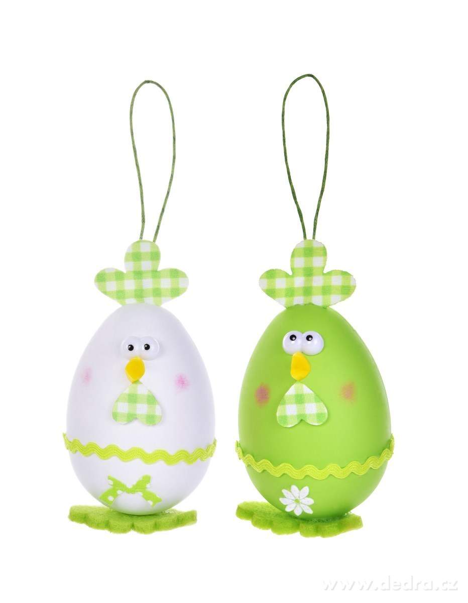 2 ks kuřátko - vajíčko, velikonoční závěsná dekorace, s propracovanými detaily, bílo zelené | Jaro ­čîĚ | Grand Móda