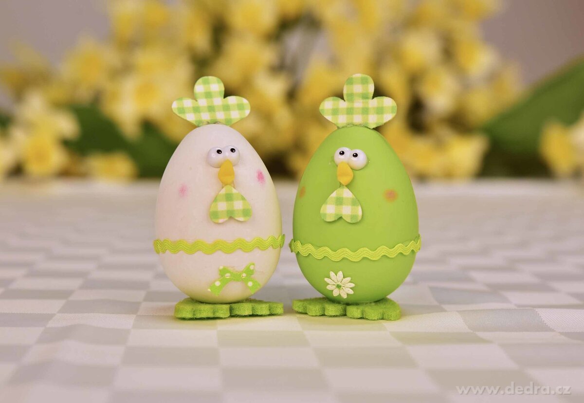 2 ks kuřátko - vajíčko, velikonoční závěsná dekorace, s propracovanými detaily, bílo zelené – náhled 2 | Grand Móda