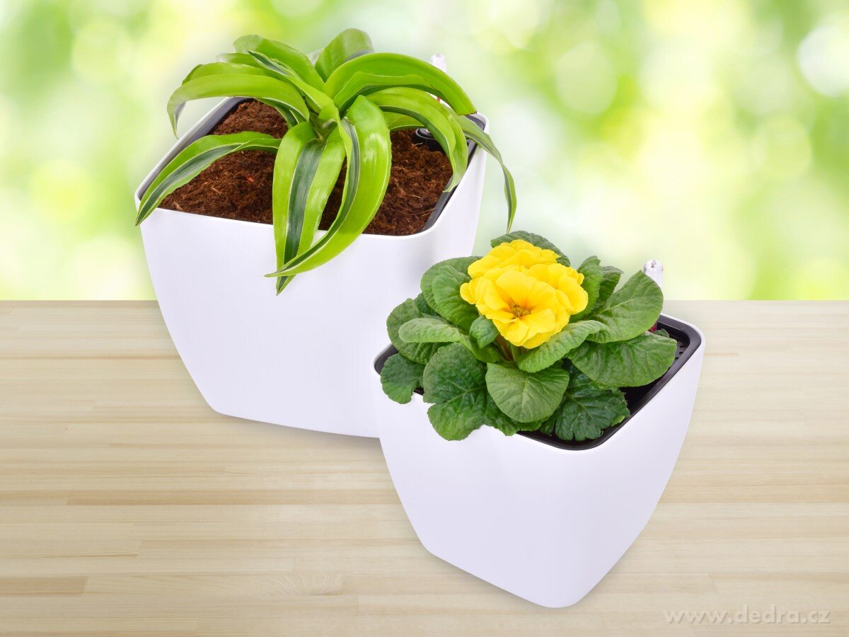 15 cm SAMOZAVLAŽOVACÍ KVĚTINÁČ, volně stojící, bílý – náhled 3 | Grand Móda