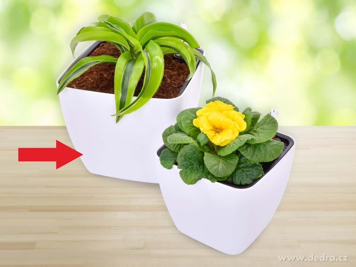 20 cm SAMOZAVLAŽOVACÍ KVĚTINÁČ, volně stojící, bílý – náhled 3 | Grand Móda