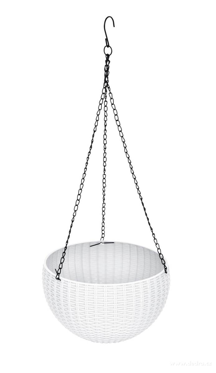 RATAN, samozavlažovací květináč závěsný, imitace ratanu, bílý, Ø 22 cm | Kvďtináče a truhlíky | Grand Móda