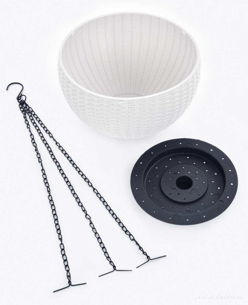 RATAN, samozavlažovací květináč závěsný, imitace ratanu, bílý, Ø 22 cm – náhled 2 | Grand Móda