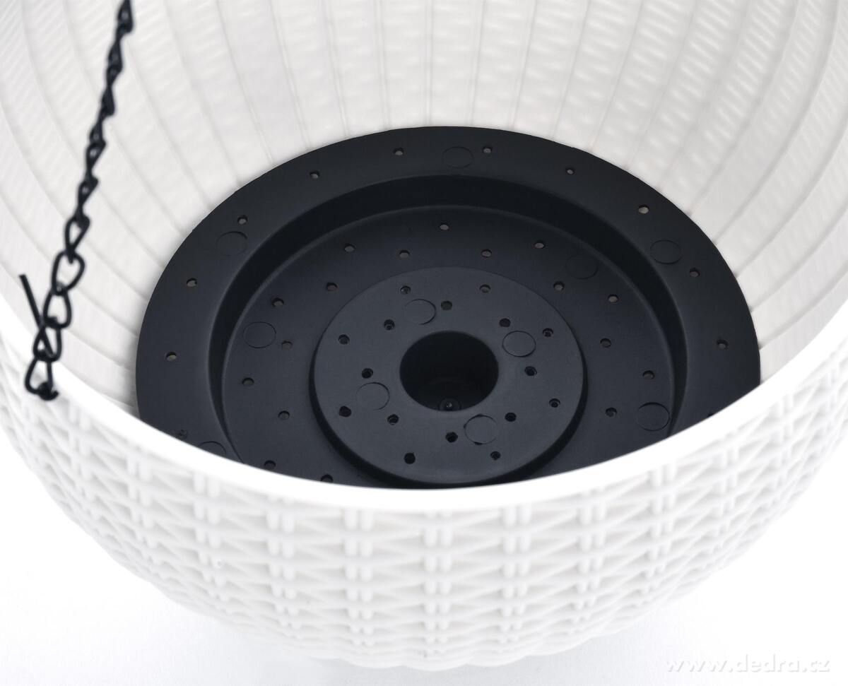 RATAN, samozavlažovací květináč závěsný, imitace ratanu, bílý, Ø 22 cm – náhled 6 | Grand Móda
