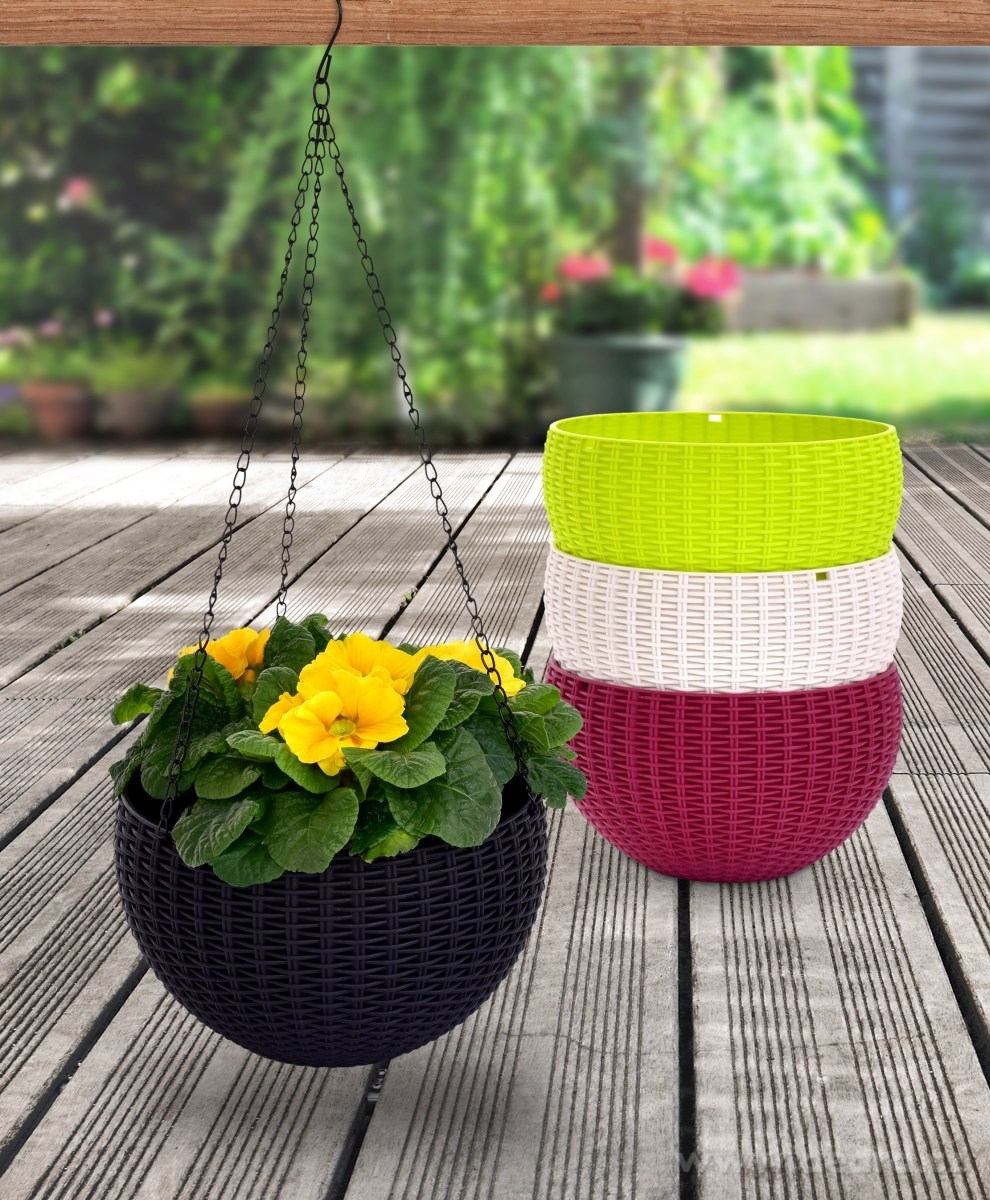 RATAN, Samozavlažovací květináč závěsný, Včetně kovového řetízku a dna – náhled 3 | Grand Móda