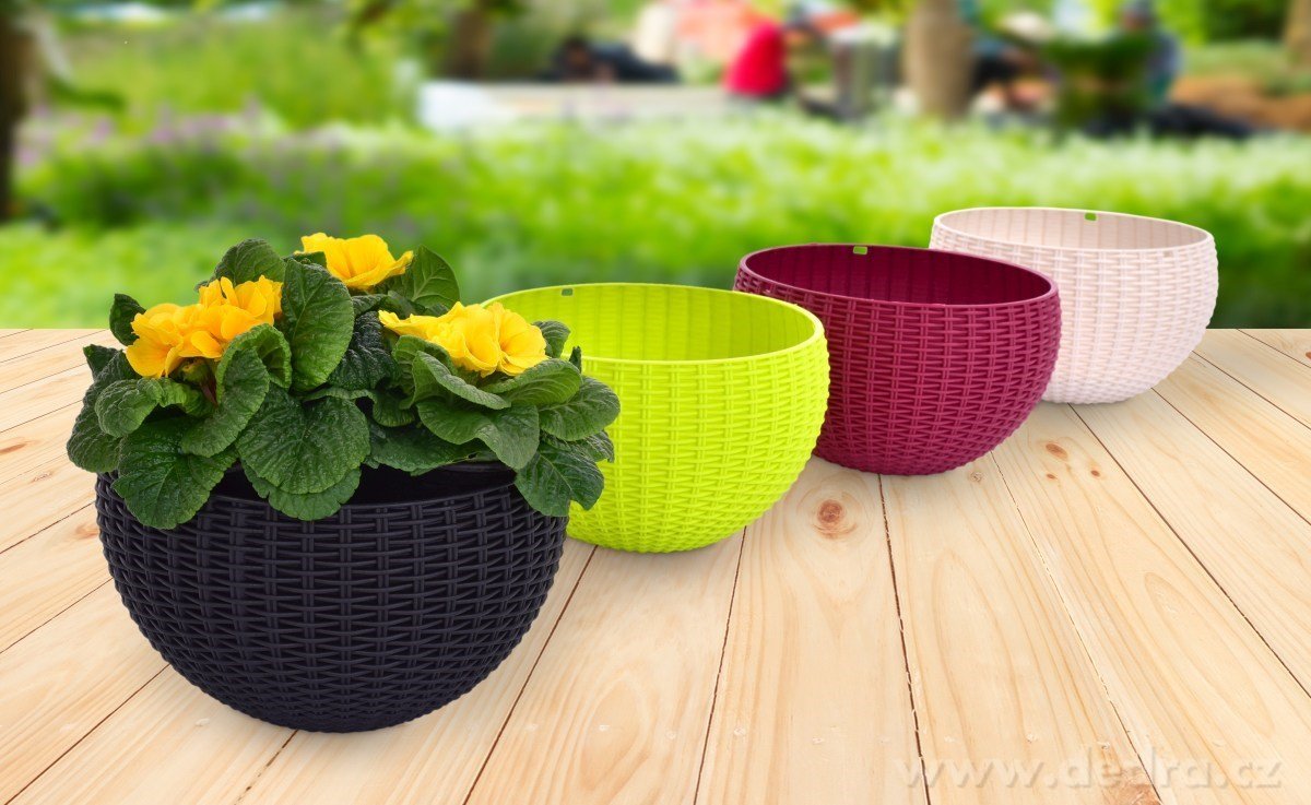 RATAN, Samozavlažovací květináč závěsný, Včetně kovového řetízku a dna – náhled 6 | Grand Móda