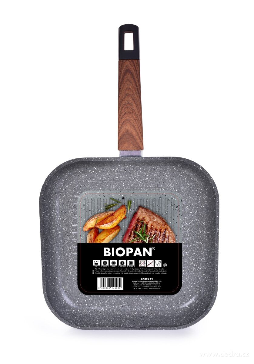 BIOPAN®, nepřilnavá grilovací pánev, 26 × 26 cm, 1, 8 L – náhled 6 | Grand Móda