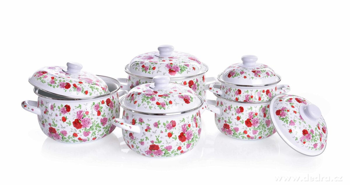 10 dílná sada smaltovaných hrnců s poklicemi | Hrnce a pekáče | Grand Móda