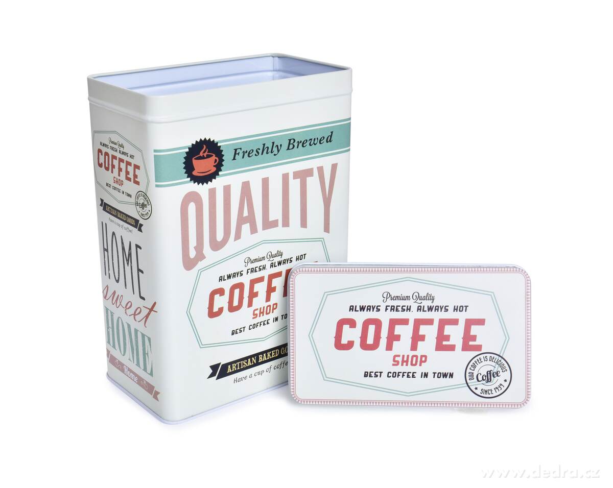 Kovová dóza QUALITY COFFEE s víkem – náhled 2 | Grand Móda