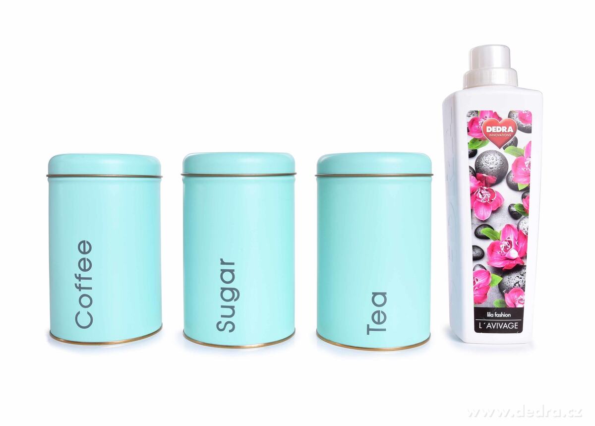 3 KS SADA kovových kulatých dóz, Tea, Sugar, Coffee – náhled 4 | Grand Móda