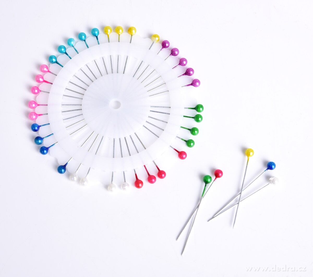 CREATIVE, 40 ks špendlíky s barevnou hlavičkou, délka 3, 5 cm, v praktickém pouzdře – náhled 2 | Grand Móda