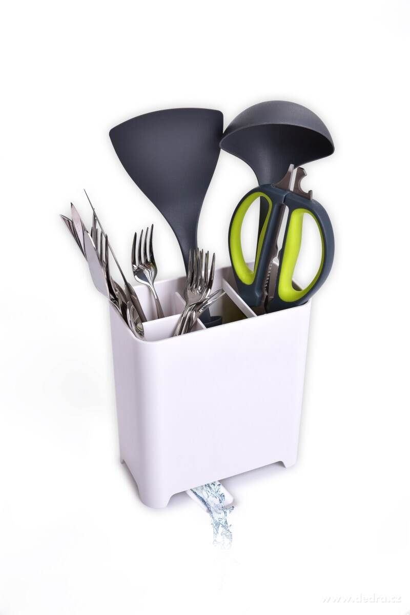 DRENAGE, stojan & odkapávač na kuchyňské náčiní a příbory, otočný okap do dřezu, 16 × 8, 5 × 18 cm