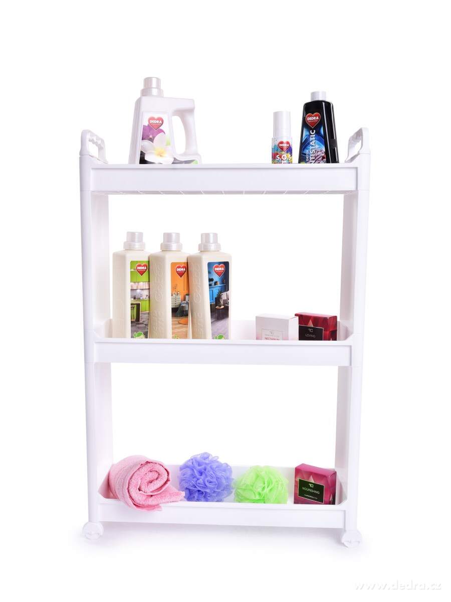 SLIM, pojízdný regál 3patrový 17 cm, úzký organizér na kolečkách – náhled 2 | Grand Móda