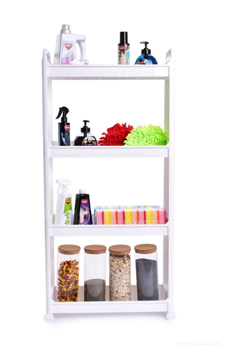 SLIM, pojízdný regál 4patrový 17 cm, úzký organizér na kolečkách – náhled 2 | Grand Móda