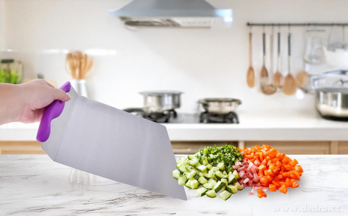 CHEF, XL široká nerezová stěrka – špachtle na pečení a vaření, 20 × 20 cm – náhled 4 | Grand Móda
