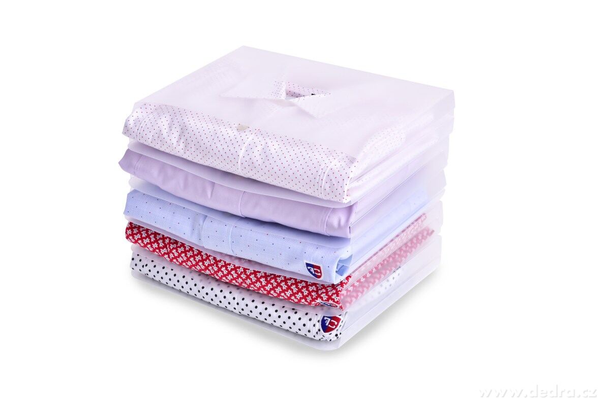 1 ks SKLÁDACÍ PRÁDLOŠTOS/TRIKOSKLÁDAČ 2v1 organizér na oblečení, z pružného transparentního plastu | Vychytávky | Grand Móda