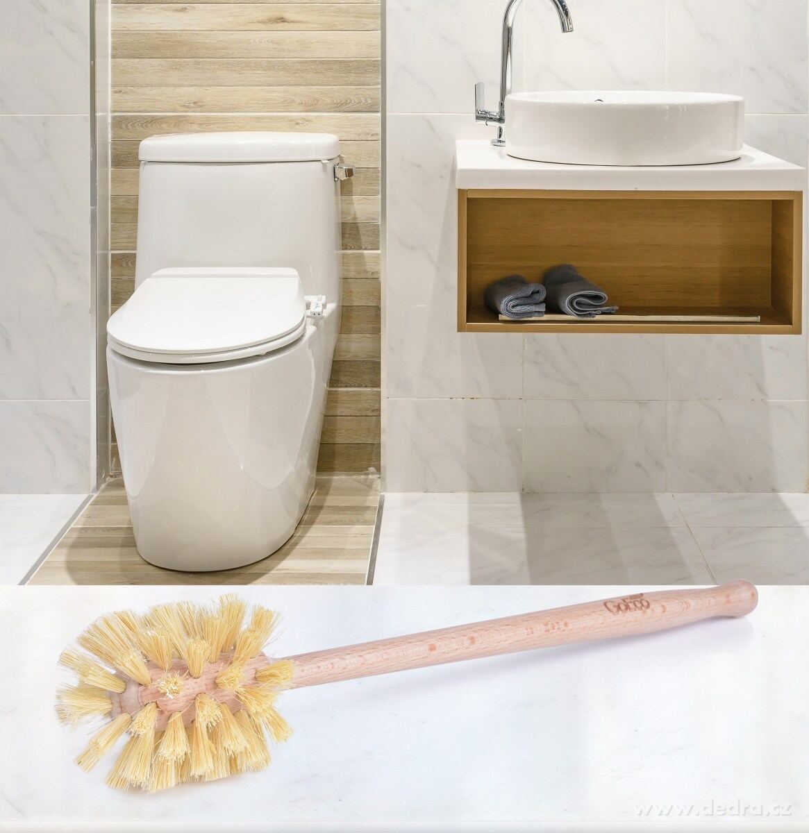 GoEco®, WC štětka 34 cm ze dřeva a sisalu, 100% kompostovatelná – náhled 3 | Grand Móda