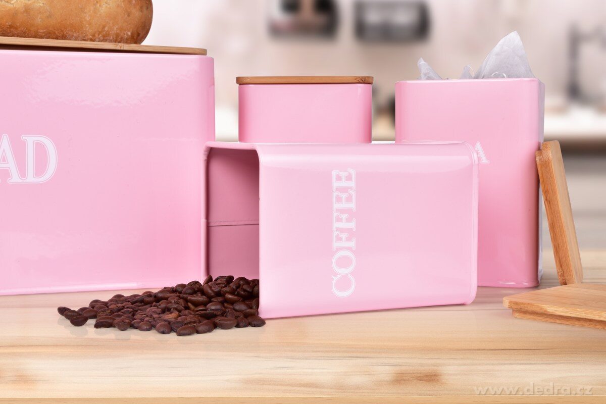 5 KS SADA chlebníku a kovových dóz TEA, COFFEE, SUGAR, BISCUITS – náhled 4 | Grand Móda