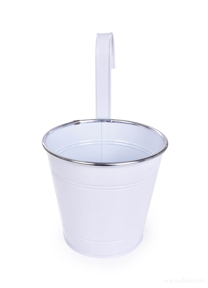 26, 5 cm Dekorativní závěsný nebo stojící kovový květináč, bílý – náhled 2 | Grand Móda