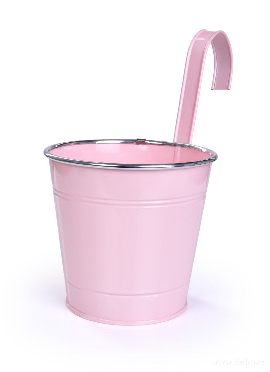 26, 5 cm Dekorativní závěsný nebo stojící kovový květináč, pastelově růžový | Zahrada a terasa ­čĆí | Grand Móda