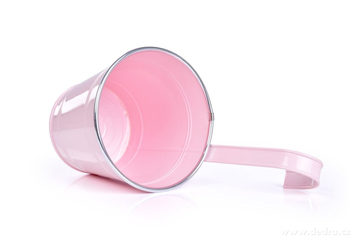 26, 5 cm Dekorativní závěsný nebo stojící kovový květináč, pastelově růžový – náhled 5 | Grand Móda