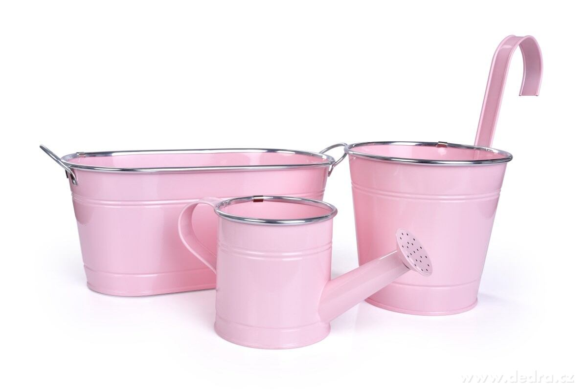 26, 5 cm Dekorativní závěsný nebo stojící kovový květináč, pastelově růžový – náhled 6 | Grand Móda