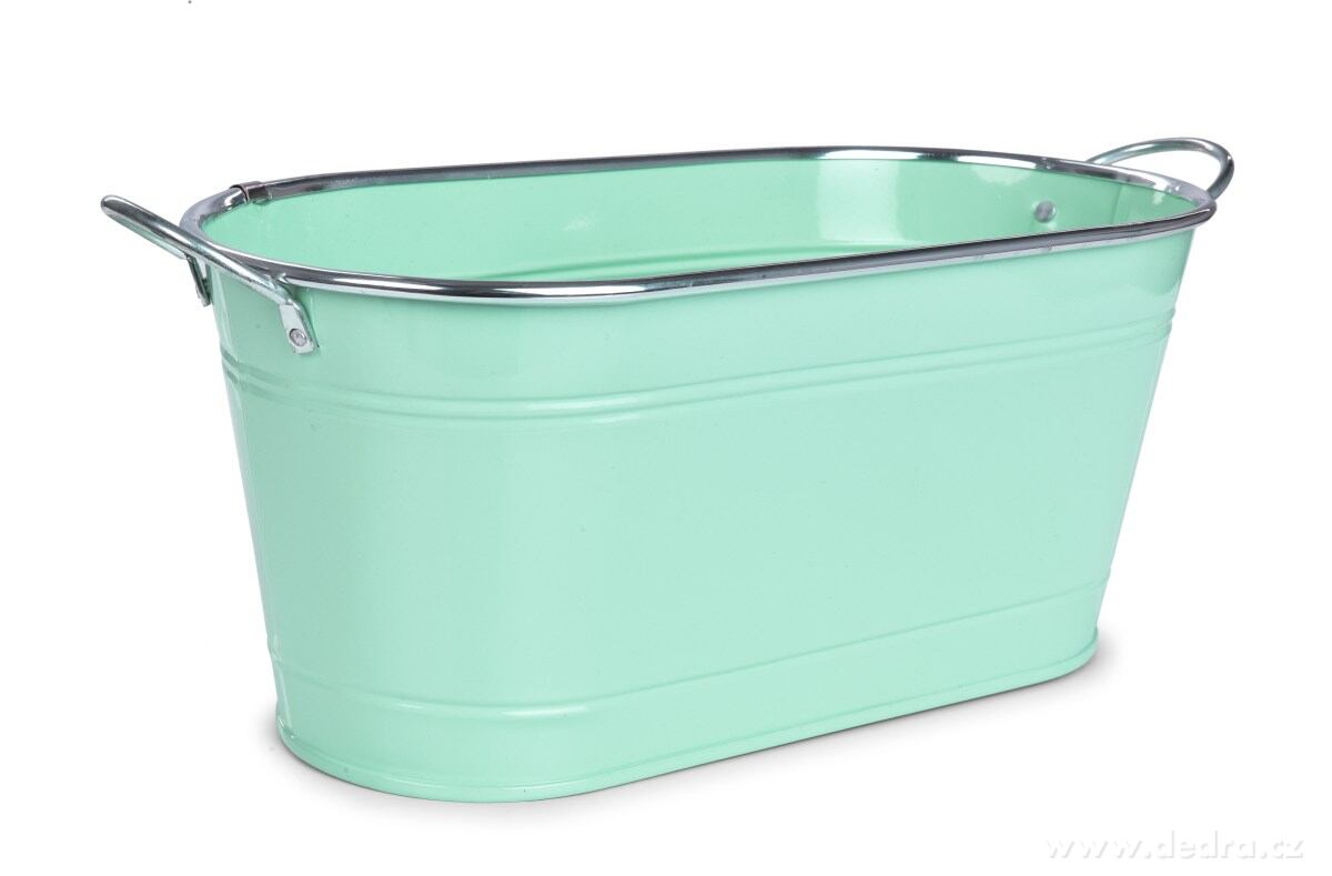 33 cm Dekorativní kovový truhlík, volně stojící, mintový